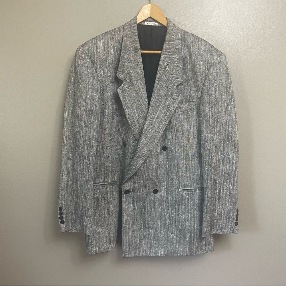 Cellini Men’s double breasted linen blend sport jacket business